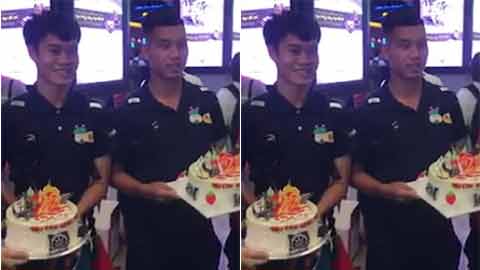 Fan HAGL mang bánh sinh nhật ra sân bay đón Văn Toàn, Văn Thanh