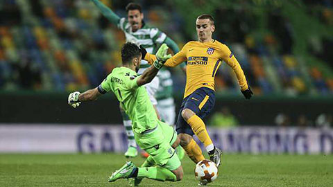 Griezmann mờ nhạt, Atletico thất thủ trước Sporting