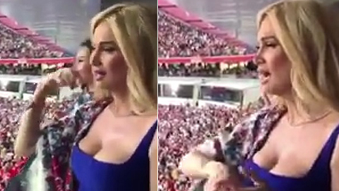 Hoa hậu ngực khủng rơi nước mắt khi Nga thắng Tây Ban Nha 