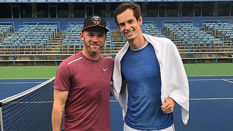 Rooney so tài với Andy Murray trên sân tennis