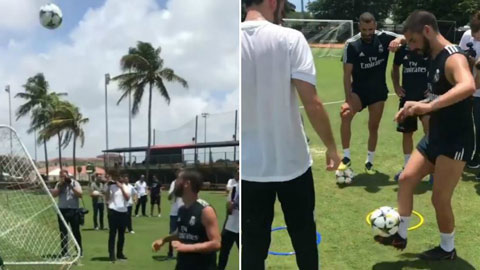 Isco thể hiện tài năng trên sân tập