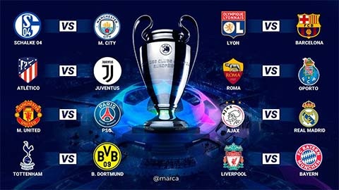 Bốc thăm vòng 1/8 Champions League: M.U đụng PSG, Liverpool gặp Bayern