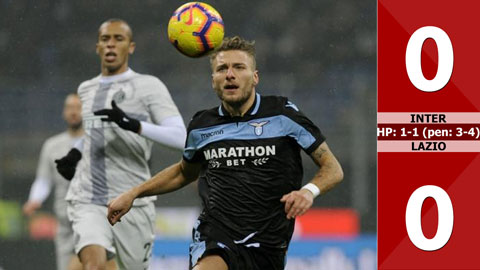 Inter 0-0 Lazio (HP:1-1, pen: 3-4)