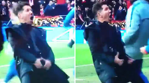 HLV Simeone gây sốt với pha ăn mừng bàn thắng của Atletico