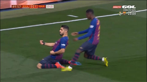 Suarez đệm bóng nhanh mở tỷ số (Real 0-1 Barca)