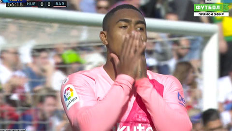 Malcom sút bóng trúng cột dọc (Huesca 0-0 Barcelona)