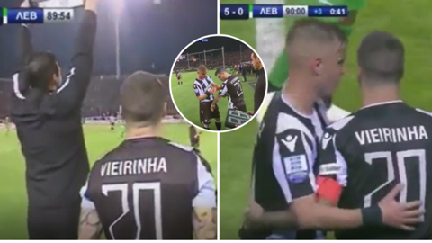 Đội bóng đưa đội trưởng rách dây chằng vào sân và lên nhận cúp