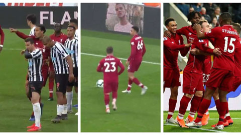 Van Dijk yêu cầu Shaqiri đá phạt thay Trent và Liverpool có bàn thắng thứ 3 trước Newcastle