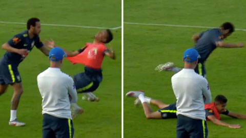 Bị cầu thủ 19 tuổi xỏ háng, Neymar kéo đàn em ngã lăn quay