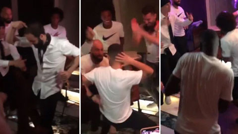 Hazard nhảy khó đỡ trong bữa tiệc ăn mừng tại Baku