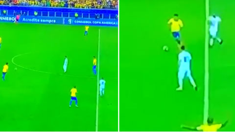 Messi lững thững đi bộ trên sân để mặc dàn sao Brazil pressing