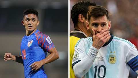 Cú đúp vào lưới Tajikistan giúp sao Ấn Độ vượt Messi, uy hiếp Ronaldo