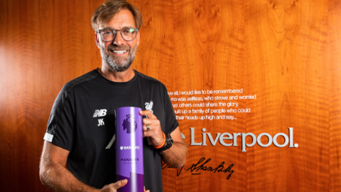 Klopp nhận giải HLV xuất sắc nhất tháng 8 tại Ngoại hạng Anh