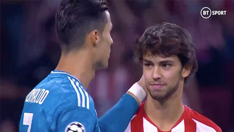 Ronaldo và Joao Felix thân mật trước trận Atletico - Juventus