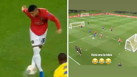 Marcos Rojo ghi bàn bằng Rabona đã mắt trên sân tập