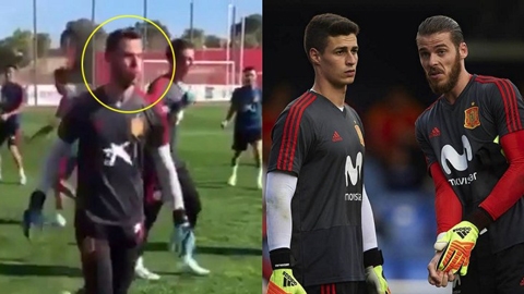 De Gea xỏ háng Kepa trong buổi tập của ĐT Tây Ban Nha