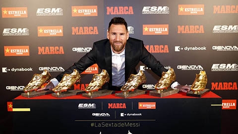 Messi lần thứ 6 nhận giải chiếc Giày vàng châu Âu