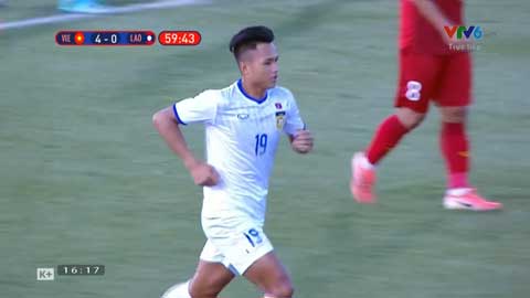 U22 Lào có bàn rút ngắn tỷ số (U22 Việt Nam 4-1 U22 Lào)