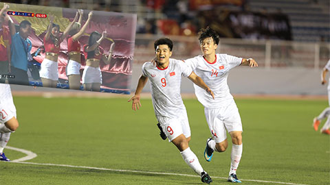 Dàn chân dài ăn mừng tới bến với bàn thắng của Đức Chinh