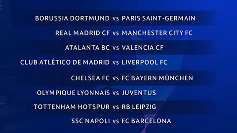 Kết quả bốc thăm vòng 1/8 Champions League: Man City, Liverpool, Chelsea gặp khó 