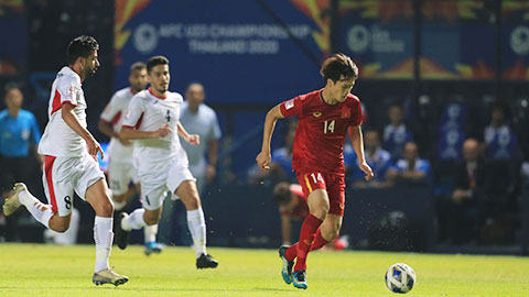  Hoàng Đức miết bóng cực ngọt qua liền 2 cầu thủ đối phương (U23 Jordan 0-0 U23 Việt Nam)