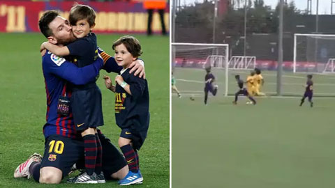 Con trai Messi ghi bàn siêu đẹp cho đội trẻ Barca
