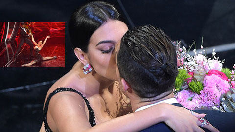 Ronaldo hôn bạn gái sau điệu nhảy bốc lửa của Georgina