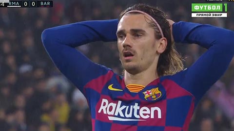  Griezmann dứt điểm vọt xà đáng tiếc (Real 0-0 Barca)