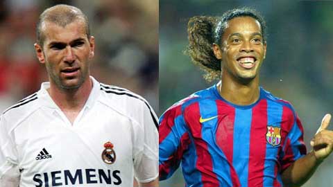 Trận đấu Ronaldinho và Zidane lần đầu đối đầu nhau trên sân