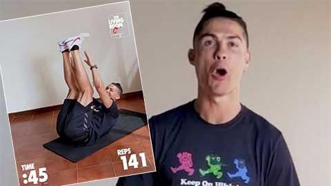 Ronaldo gây sốt khi gập bụng 142 lần chỉ trong 45 giây