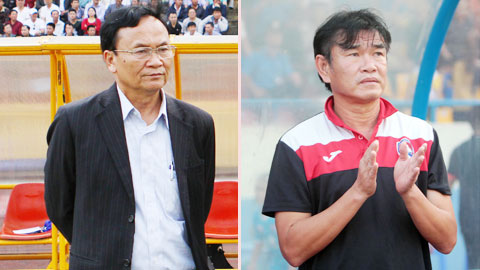 Các ông Nguyễn Hồng Thanh và Phan Thanh Hùng ủng hộ phương án đá 1 lượt trận nếu  quỹ thời gian không còn nhiều  	 Ảnh: Đức Cường