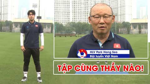 Thầy Park cùng trợ lý hướng dẫn tập thể lực online cho các trò cưng