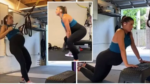 Mang bầu 9 tháng, hoa hậu Alex Morgan vẫn chăm chỉ tập luyện