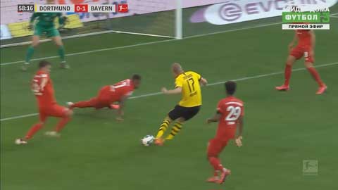 Haaland suýt ghi bàn vào lưới Bayern (Dortmund 0-1 Bayern)