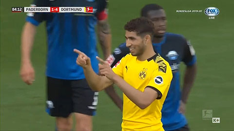 Hakimi sút chéo góc nâng tỷ số (Paderborn 1-4 Dortmund)