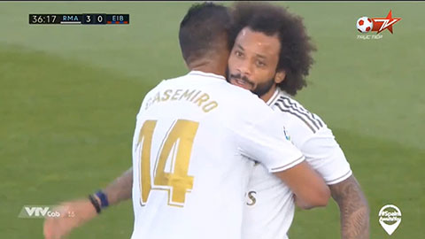 Marcelo sút chéo góc cháy lưới (Real Madrid 3-0 Eibar)