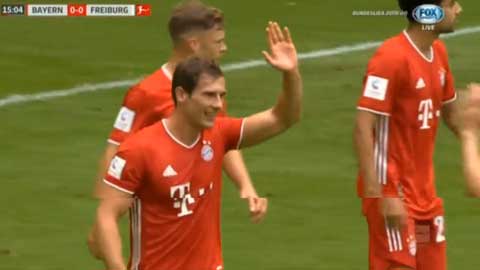 Kimmich dứt điểm tinh tế bằng chân trái mở tỷ số trận đấu (Trực tiếp Bayern 1-0 Freiburg)