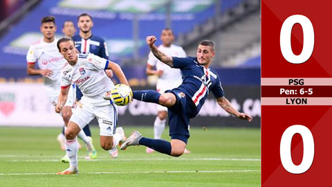 PSG 0-0 Lyon (pen: 6-5, chung kết cúp liên đoàn Pháp 2019/20)