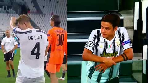 De Ligt lắc đầu chán nản, Dybala thẫn thờ trên khán đài sau trận Juve - Lyon