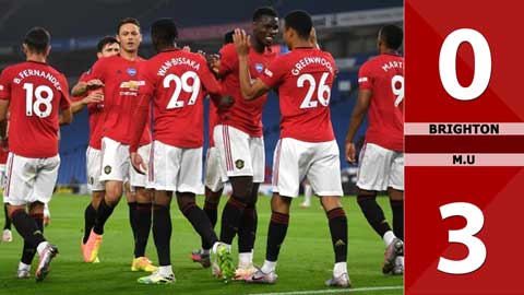 Brighton 0-3 Man United (Vòng 4 Cúp Liên đoàn Anh)