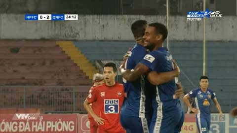 Paulo Pinto ngả bàn đèn tuyệt vời đưa Quảng Nam dẫn trước 3-0 Hải Phòng