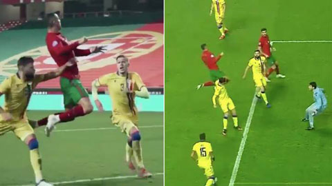 Ronaldo lại gây sốt với pha bật nhảy ở trận gặp Andorra
