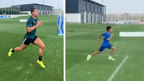 Bố con Ronaldo gây sốt khi chạy như vận động viên điền kinh