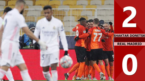 Shakhtar Donetsk 2-0 Real Madrid: Thất bại cay đắng, Real đứng trước nguy cơ bị loại