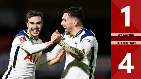 Wycombe 1-4 Tottenham (Vòng 4 FA Cup 2020/21)