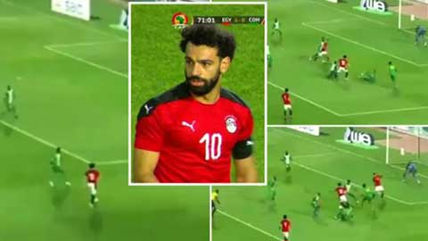 Salah rê bóng qua 4 cầu thủ Comoros dễ như bỡn không kém gì Messi