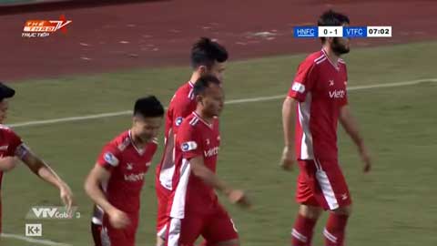 Trọng Hoàng ghi bàn từ ngoài vòng 16m 50 cho Viettel (Trực tiếp Hà Nội FC 0-1 Viettel)