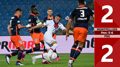 Montpellier vs PSG: 2-2, pen: 5-6 (Bán kết cúp QG Pháp 2020/21)