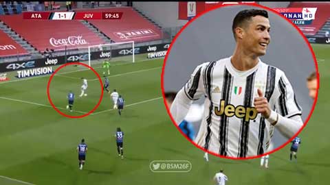 Ronaldo giật gót chuyền bóng miễn chê cho đồng đội trận gặp Atalanta