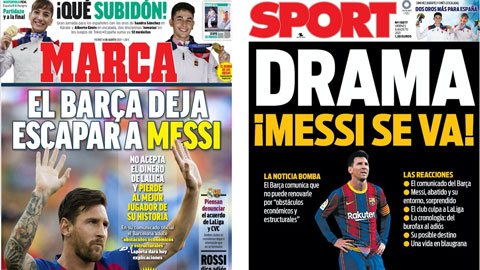 Báo giới châu Âu sốc toàn tập khi Messi rời Barca